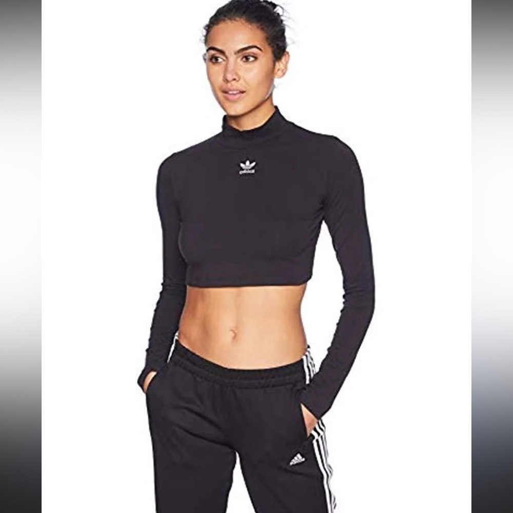 Adidas Black Fitted Crop Top long sleeve